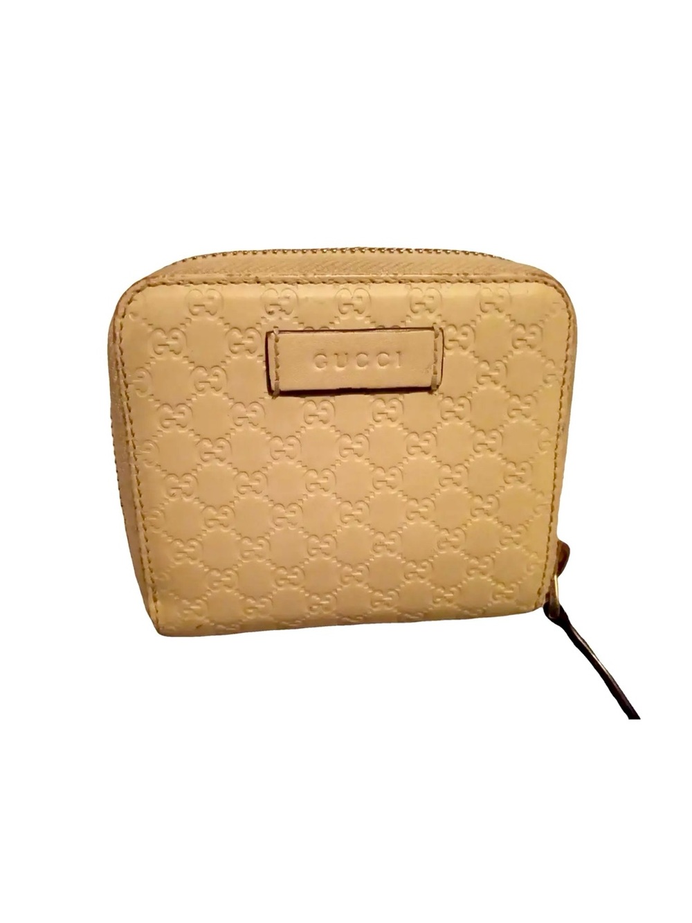 Gucci tan color guccissima pattern Embossed GG Zip-Around Wallet